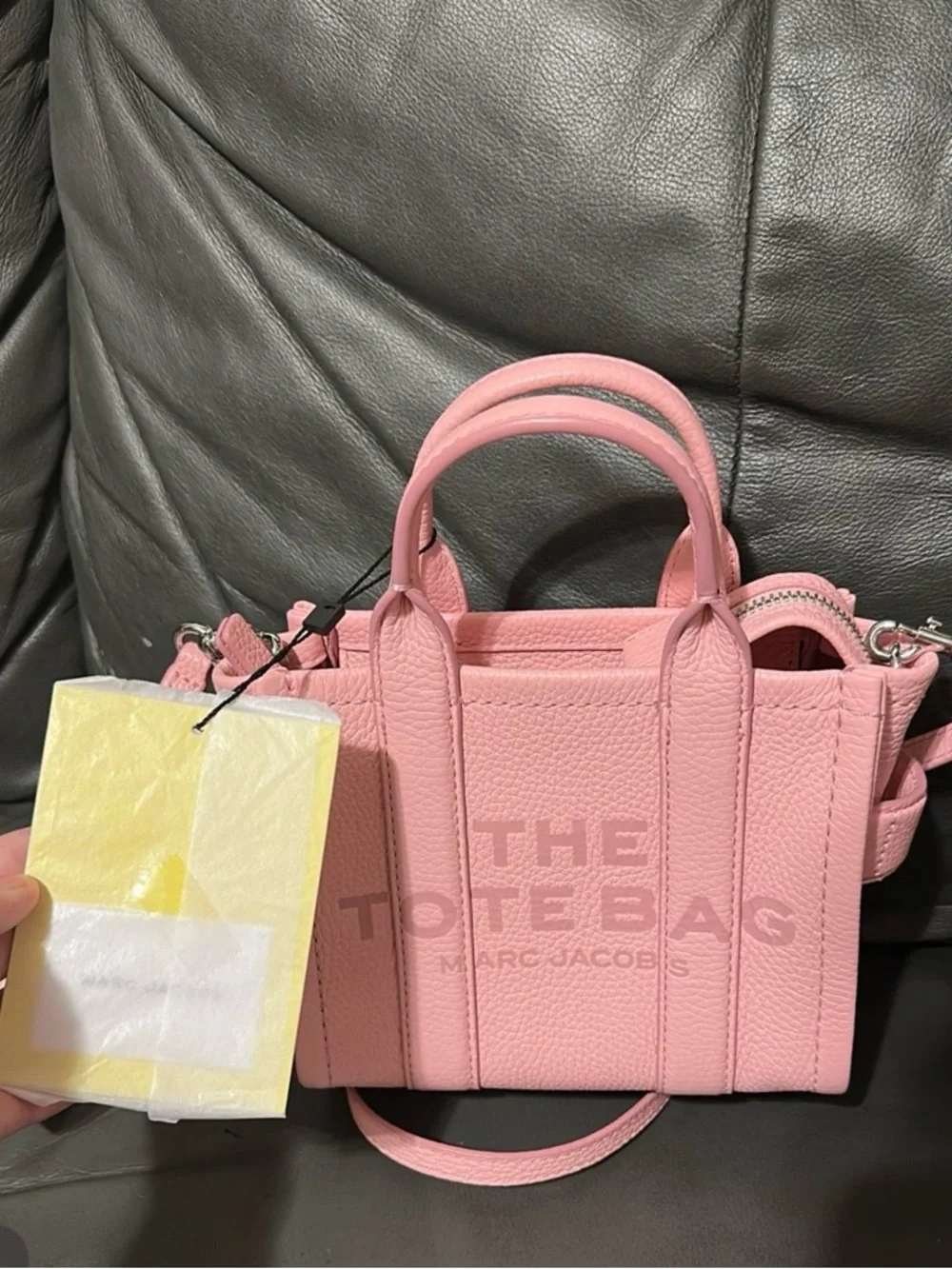 Marc Jacobs Mini Tote Bag in Light Pink Pebbled Leather - Picture 2 of 4